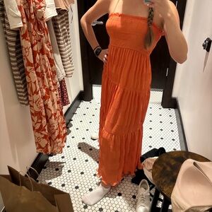 Pleated tiered maxi sundress